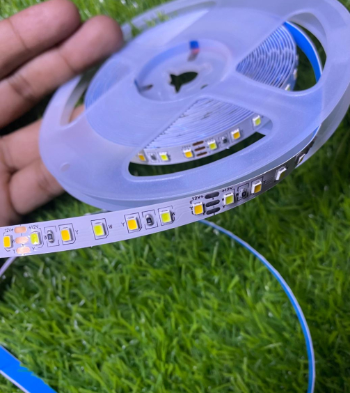 Remote control switching the dual white LED strip between warm and cool light tones.
