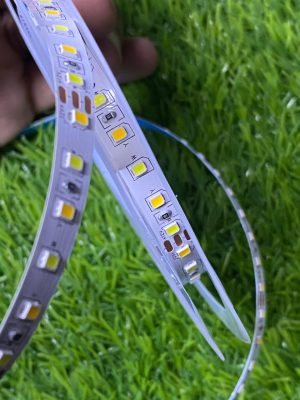 5m two colour light strip easily bending around a kitchen corner.